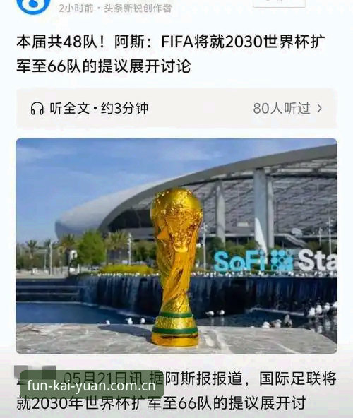 开元游戏平台 2030世界杯扩军至66队完整指南:中国男足重返舞台的绝佳机会